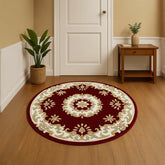 Royal Red Round & Half Moon Traditional Hand Tufted Wool Rugs - Pendle Village Furniture